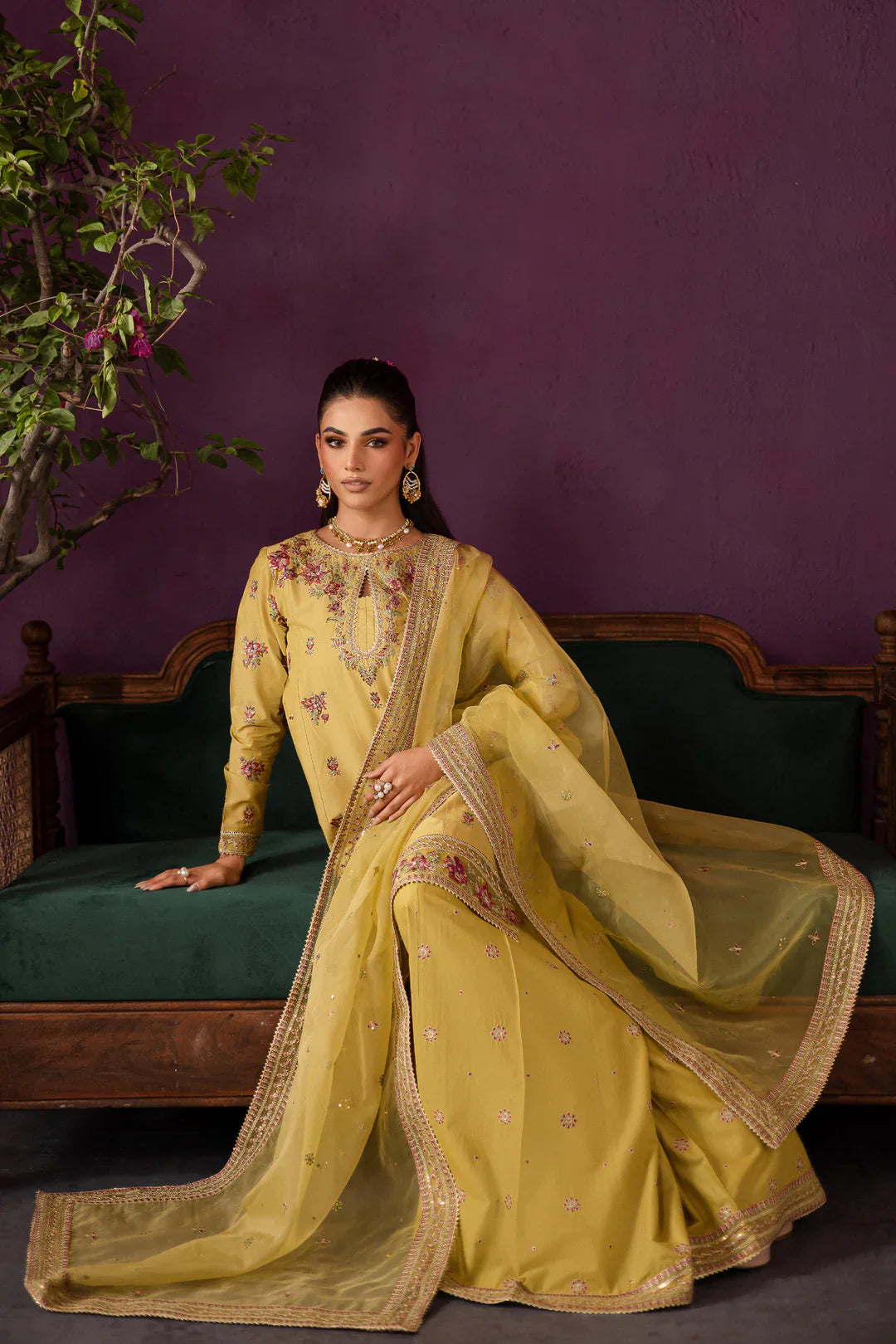 Lime Tree 3Pc - Embroidered Solid Dress