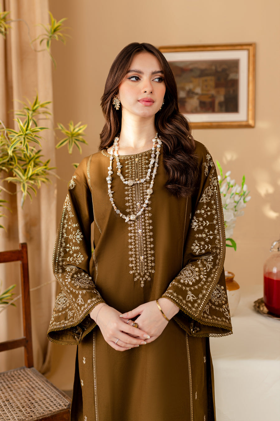 Winter - Best Selling - Green 2Pc - Embroidered Dress