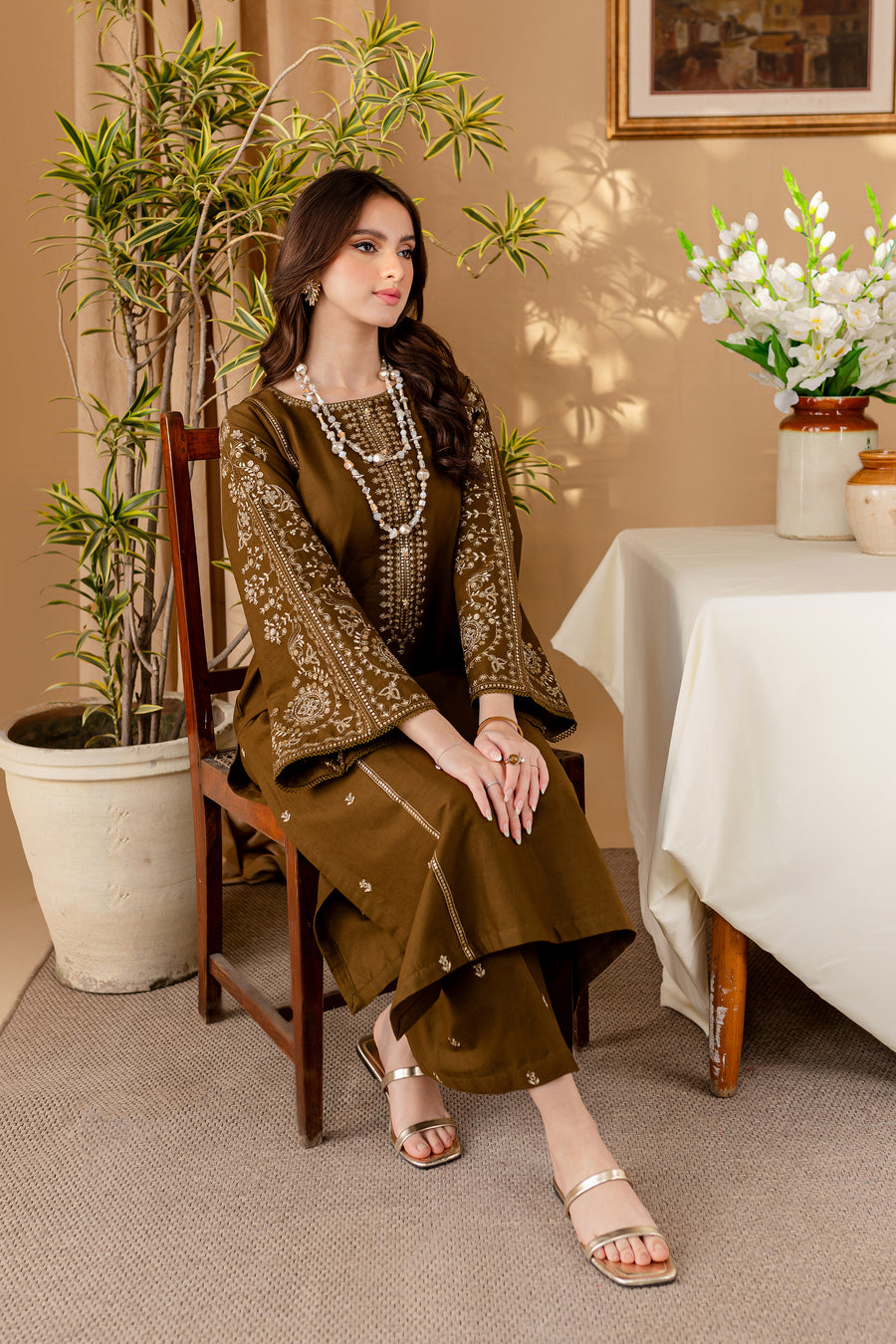 Winter - Best Selling - Green 2Pc - Embroidered Dress