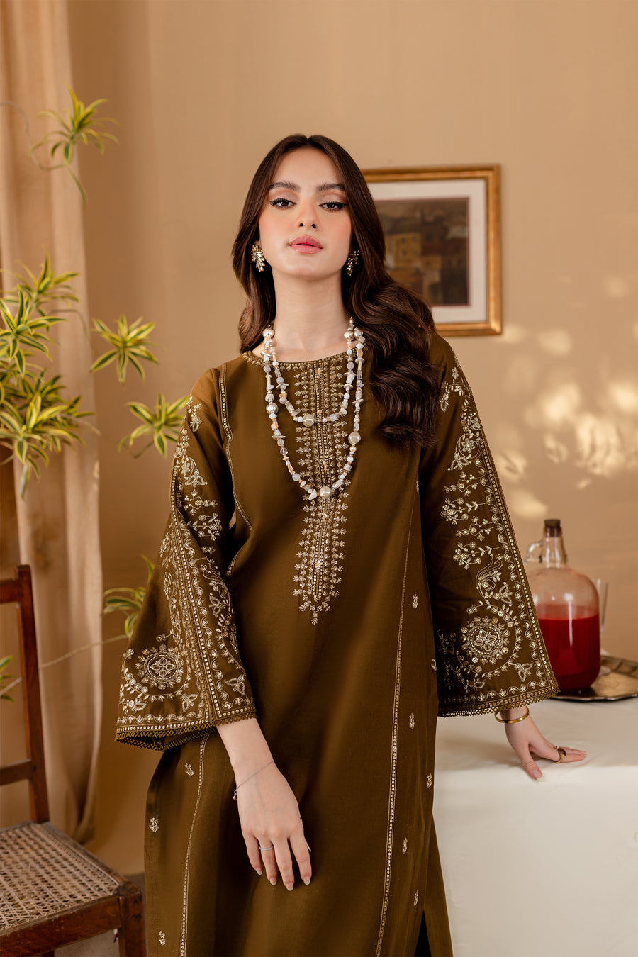 Winter - Best Selling - Green 2Pc - Embroidered Dress