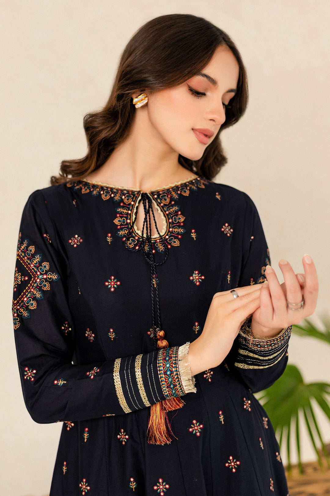 Winter - Best Selling - HREEM 02 PC EMBROIDERED BLACK SUIT