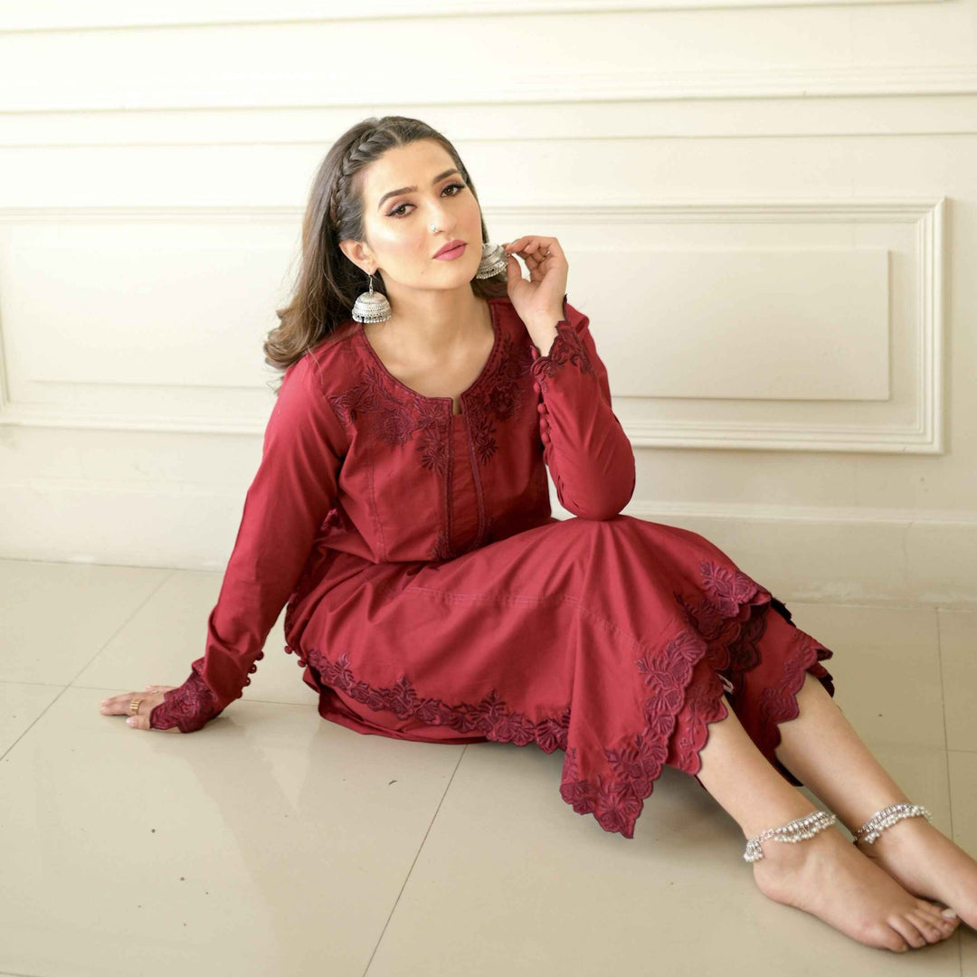 Best Selling - Rose - 2 PC Embroidered Suit