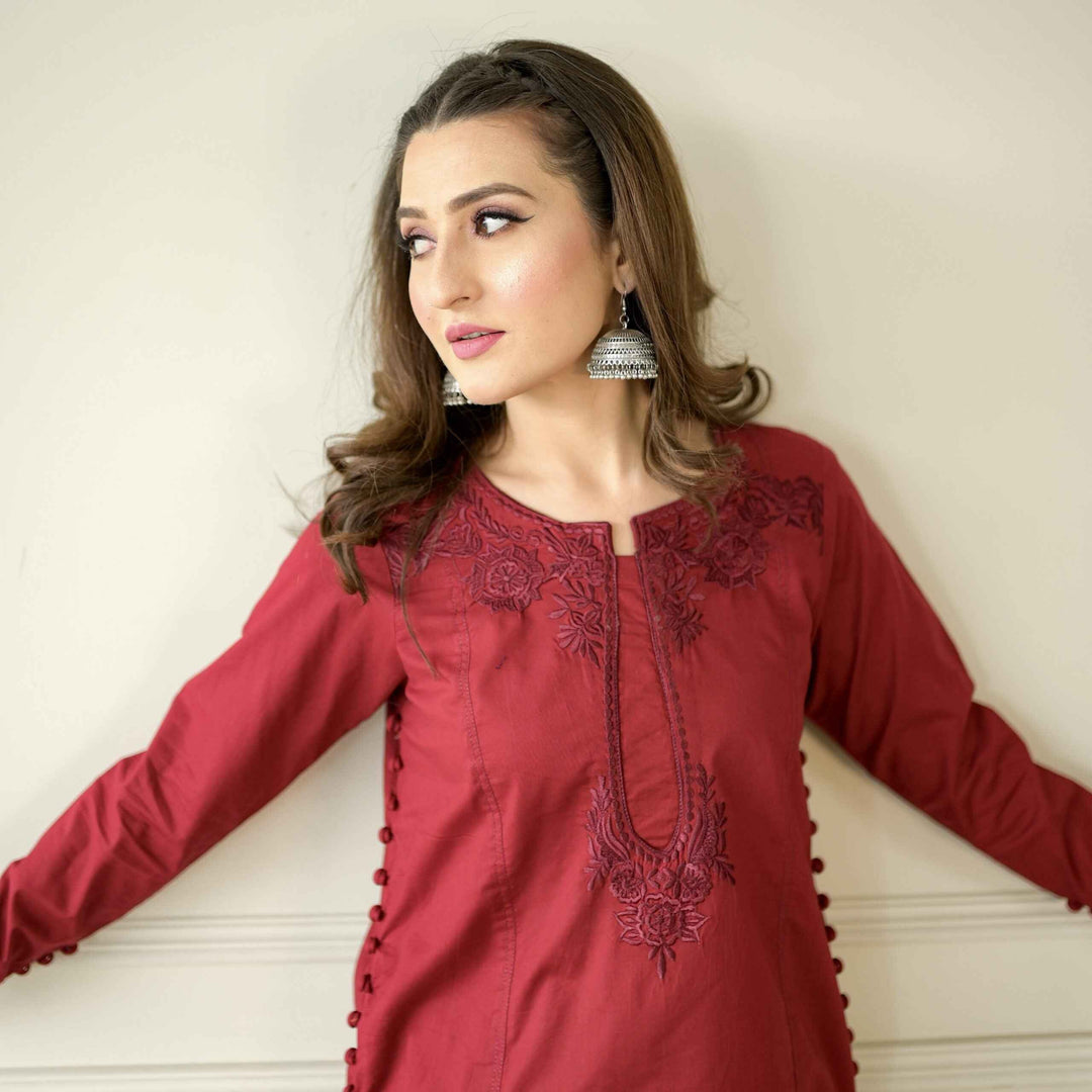 Best Selling - Rose - 2 PC Embroidered Suit