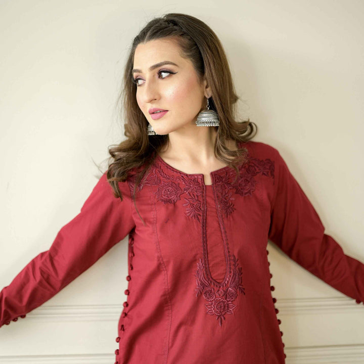 Best Selling - Rose - 2 PC Embroidered Suit