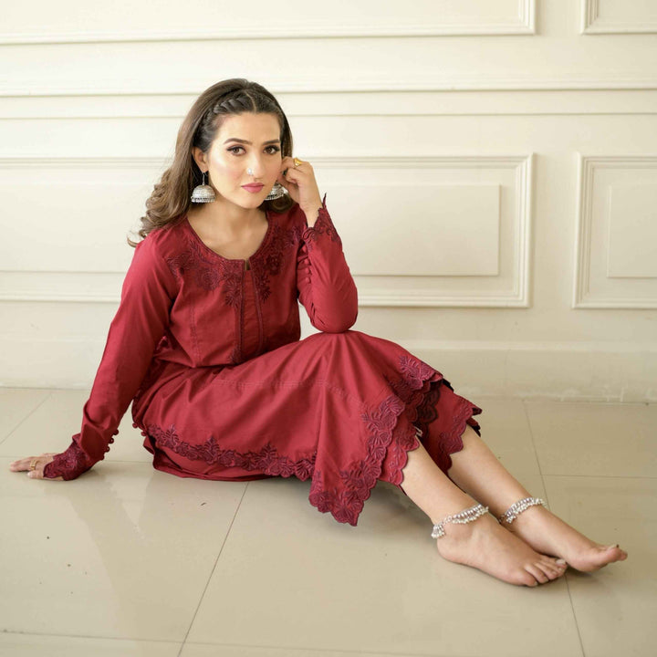 Best Selling - Rose - 2 PC Embroidered Suit